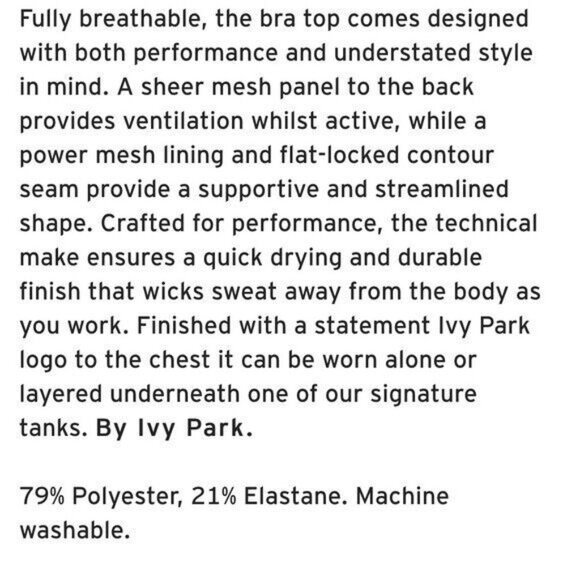 IVY PARK Sports Bra Womens Small Strappy Mesh Gray Black Logo Medium Support New - Picture 8 of 12